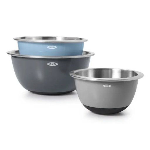 [11289200] Juego de 3 recipientes de mezcla en acero inoxidable gris/azul - Oxo